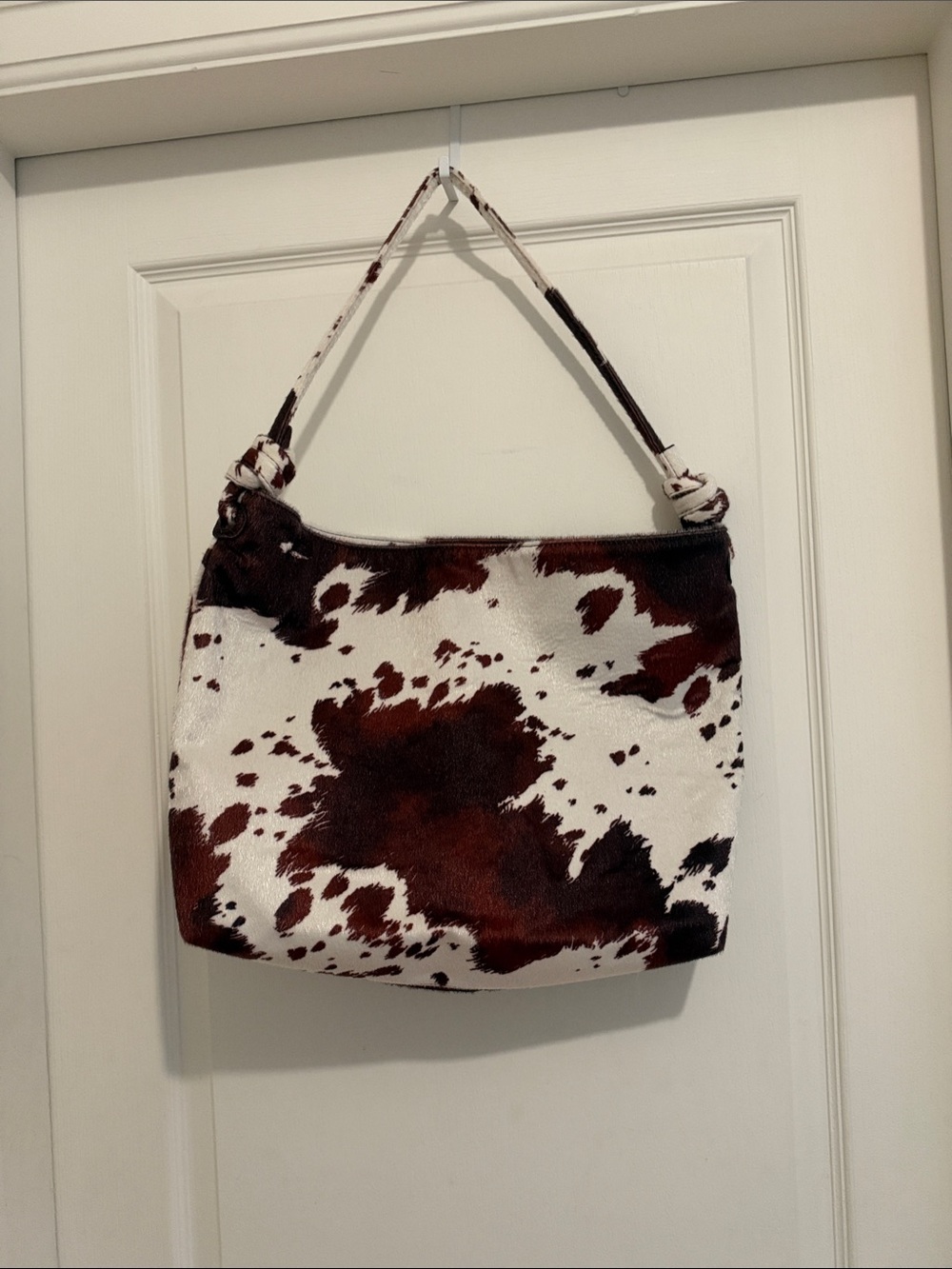 NEW 8 Other Reasons Cowhide-Print Shoulder Bag in Brown and White